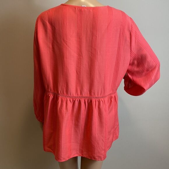 Fever coral pink 3/4 sleeves lightweight blouse top size M - Picture 5 of 11